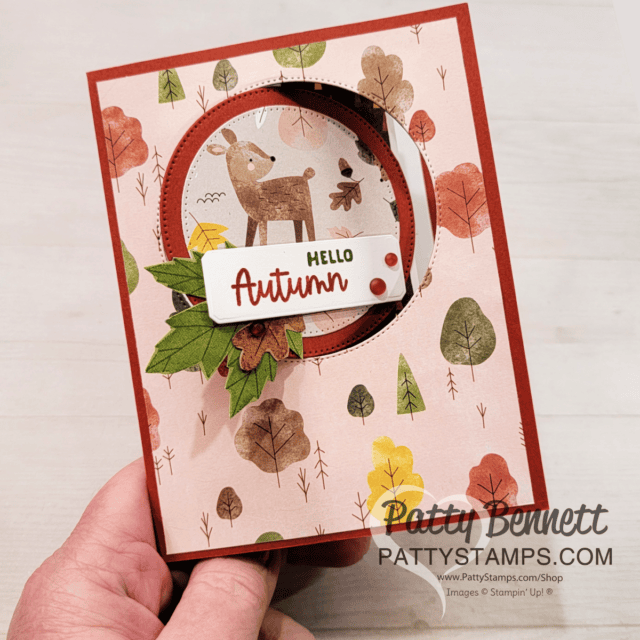 Circle flip fun fold card with Stampin Up! Sweet Days of Autumn paper by Patty Bennett