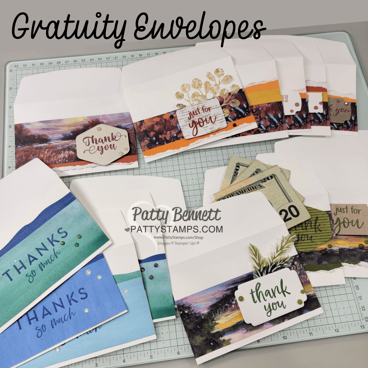 Royal Caribbean cruise tip / gratuity envelopes with Stampin' Up! Full of life and Splendid Autumn paper by Patty Bennett