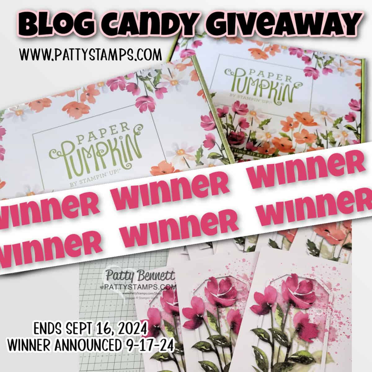Winner!! Stampin' Up! Painted Petals Paper Pumpkin kit giveaway, PattyStamps blog candy Sept. 2024
