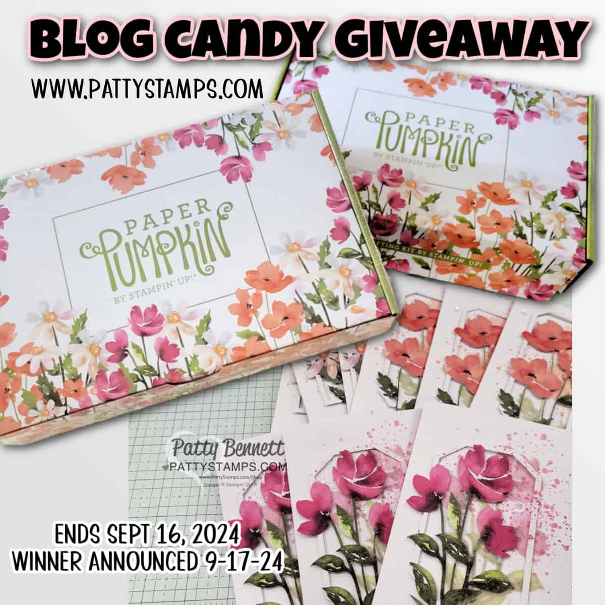 Stampin' Up! Painted Petals Paper Pumpkin kit giveaway, PattyStamps blog candy Sept. 2024