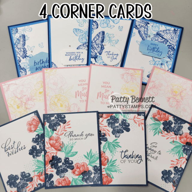 Stampin' Up! 4 Corner Cards - free video tutorial with Patty Bennett