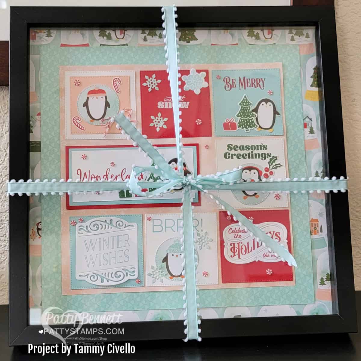 Stampin Up! Snowy Scenes 12x12 Christmas penguin sampler