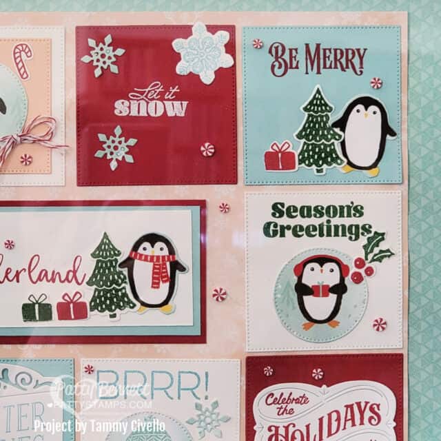Stampin Up! Snowy Scenes 12x12 Christmas penguin sampler