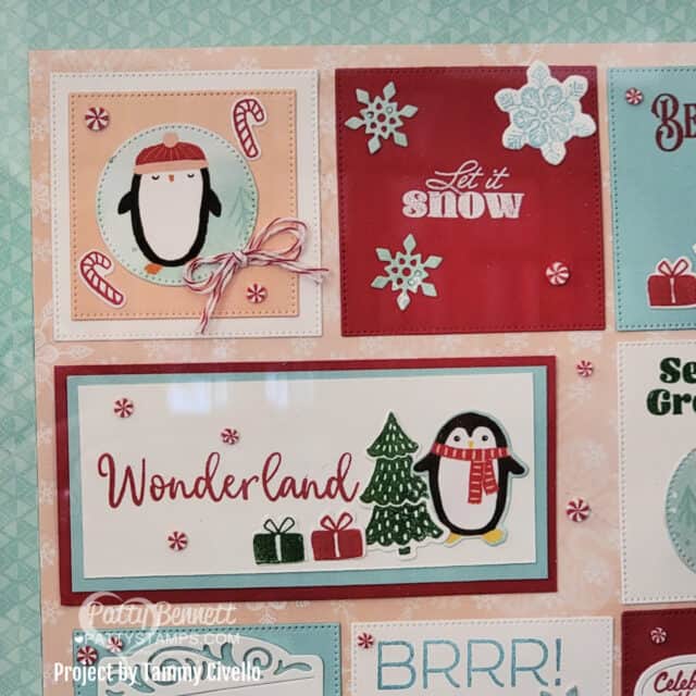 Stampin Up! Snowy Scenes 12x12 Christmas penguin sampler 