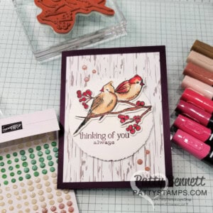 Stampin' UP! Nests of Winter designer paper card idea featuring Stampin' Blends coloring