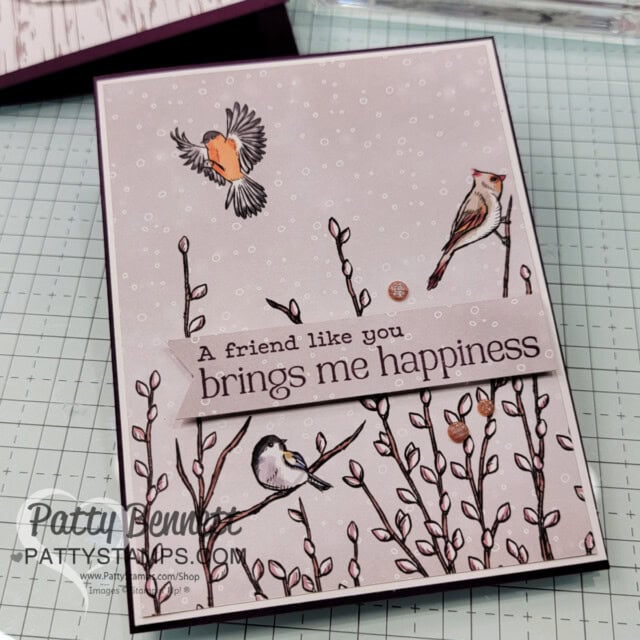Stampin' Up! Nests of Winter designer paper easy card idea.