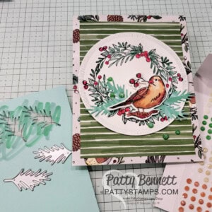new! Stampin UP Winterly Treetops bundle and Nests of Winter designer paper card by Patty Bennett