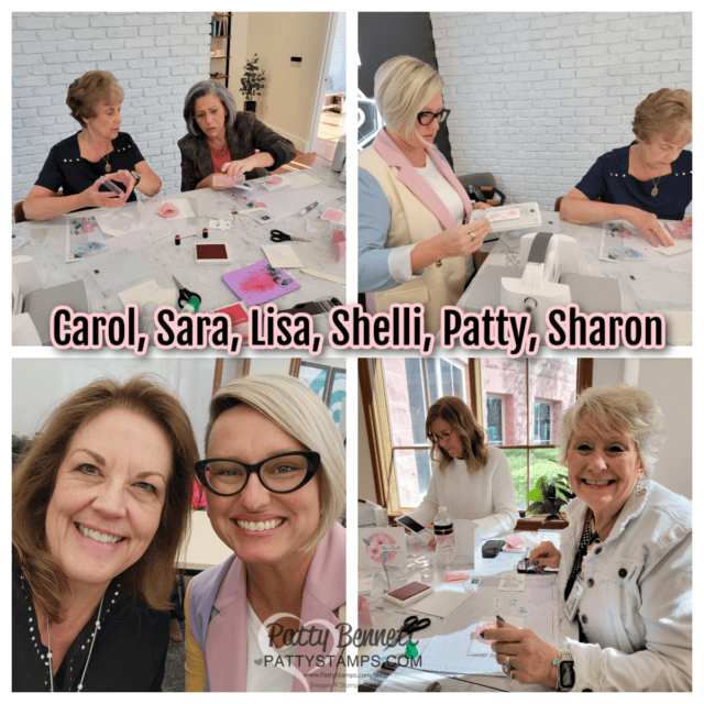 Stamping with Shelli and Sara during the Million achievers trip with the new Happy Hibiscus bundle.