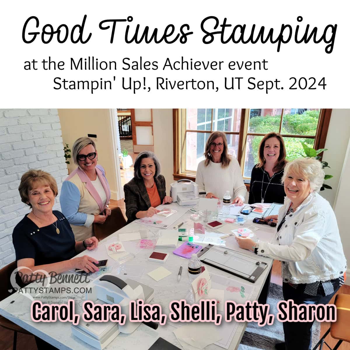 Stamping with Shelli and Sara during the Million achievers trip with the new Happy Hibiscus bundle.