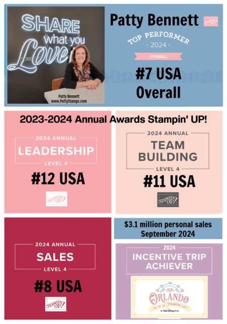 Stampin' Up! annual awards 2023 2024 top performer Patty Bennett