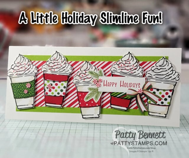 Stampin' Up! More than Autumn card for coffee lovers - Mini Slimline card by Patty Bennett