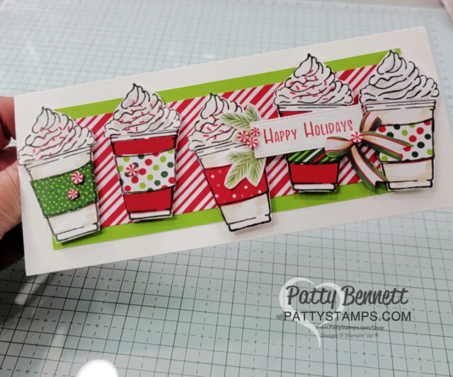 Stampin' Up! More than Autumn card for coffee lovers - Mini Slimline card by Patty Bennett