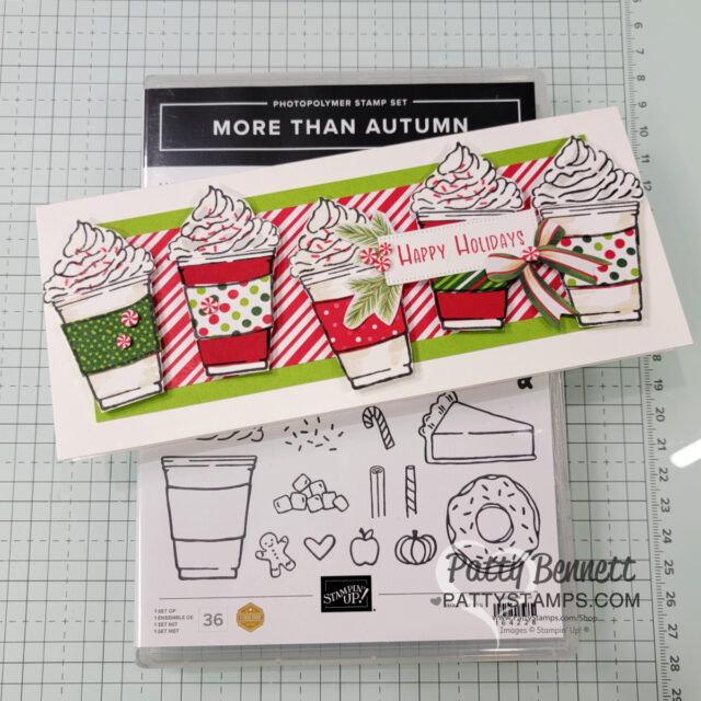 Stampin' Up! More than Autumn card for coffee lovers - Mini Slimline card by Patty Bennett