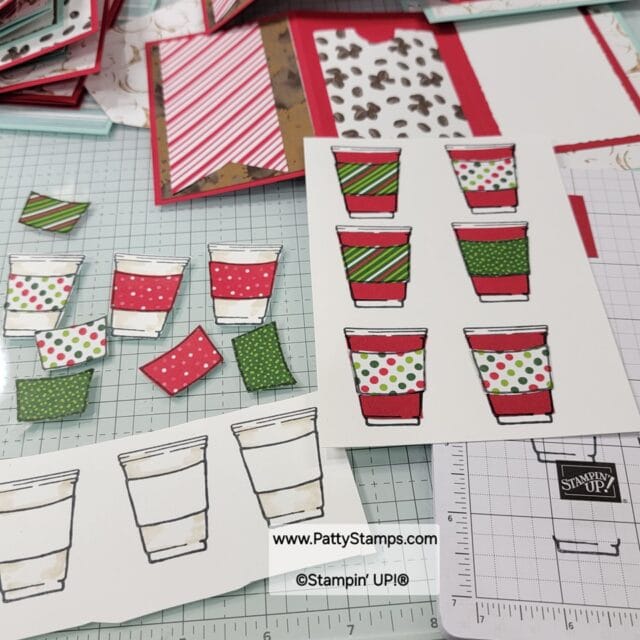Making red coffee cups with the Stampin' Up! More than Autumn bundle and Take a Bow paper
