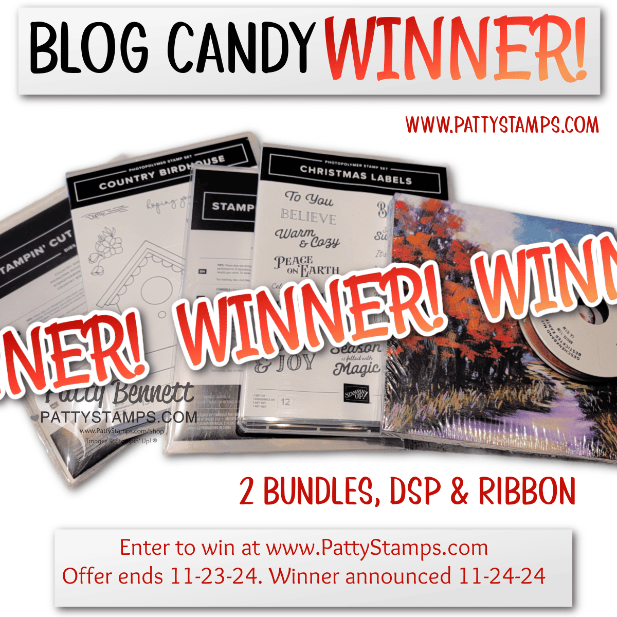 Winner of the PattyStamps Blog Candy giveaway