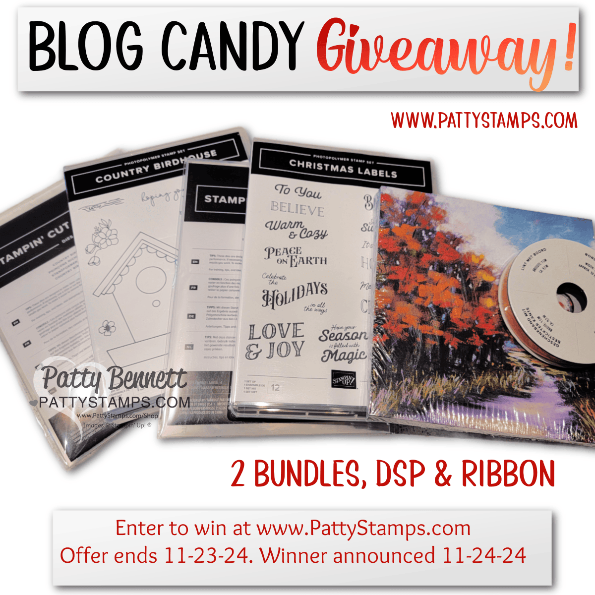 Enter to win the November 2024 PattyStamps Blog Candy giveaway