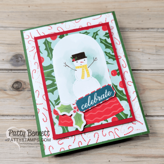 Paper Cutting Tips for a Christmas Pull Up card featuring Stampin' Up! Snowy Scenes designer paper, by Patty Bennett
