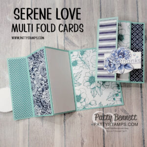 Make a multi fold fun fold card with Stampin' Up! Serene Love designer paper, a Blender Pen and ink pad with Patty Bennett