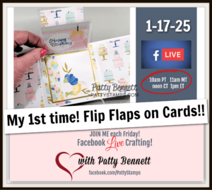 Stampin' Up! Flip Flaps on handmade cards - what a fun way to make a special card with Wildflower Birthday paper pack! Live video by Patty Bennett