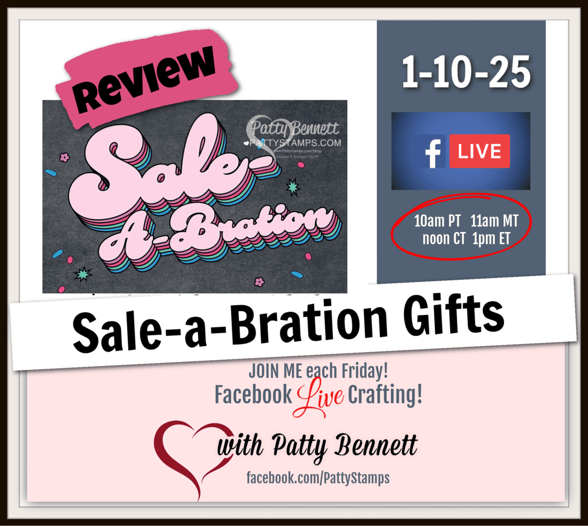 Stampin' Up! Sale-a-bration 2025 cards and product review live with Patty Bennett