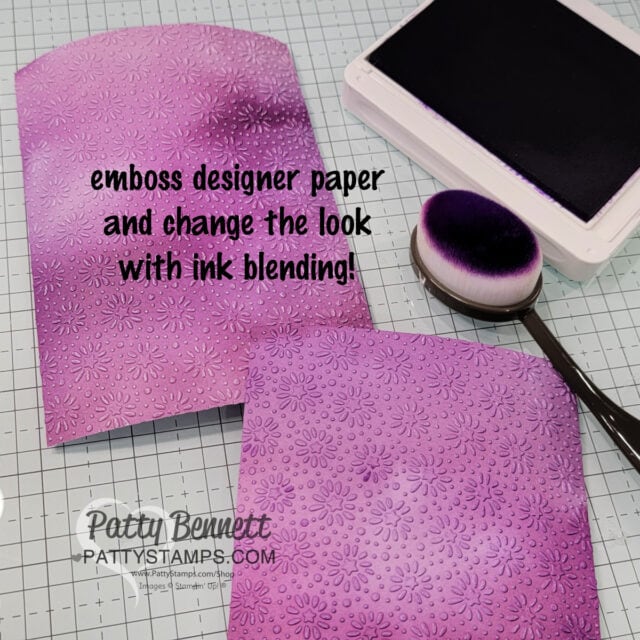 Stampin' Up! Sale-a-Bration 2025 Starstruck embossing folder tip with ink and Blending Brushes. Card by Patty Bennett