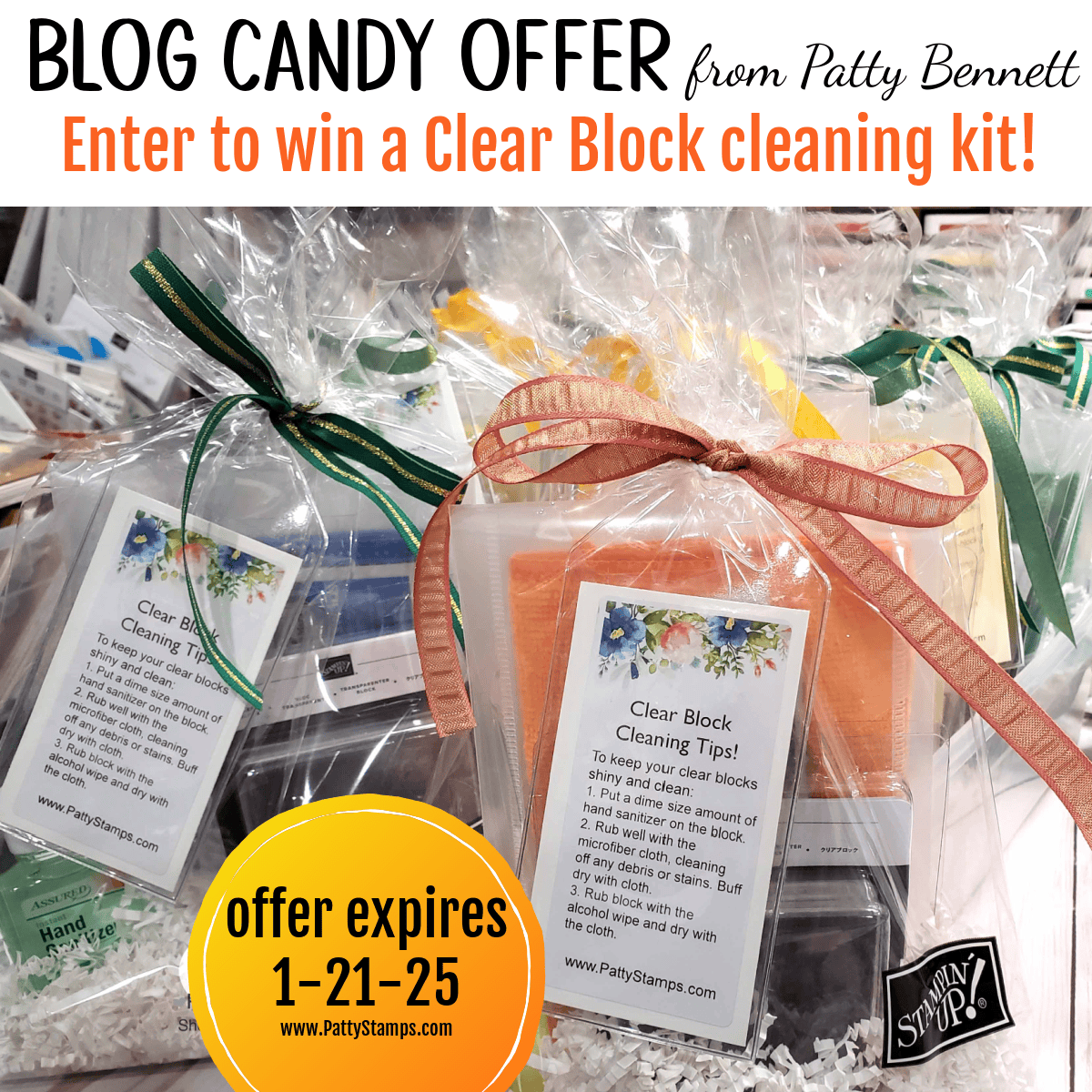 Clear Block Cleaning Kit Blog Candy offer from Patty Bennett. Expires 1-21-25