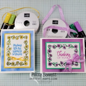 Stampin' Up! Corner in Bloom Sale-a-Bration stamp set - make easy cards with Bloom Impressions paper, by Patty Bennett