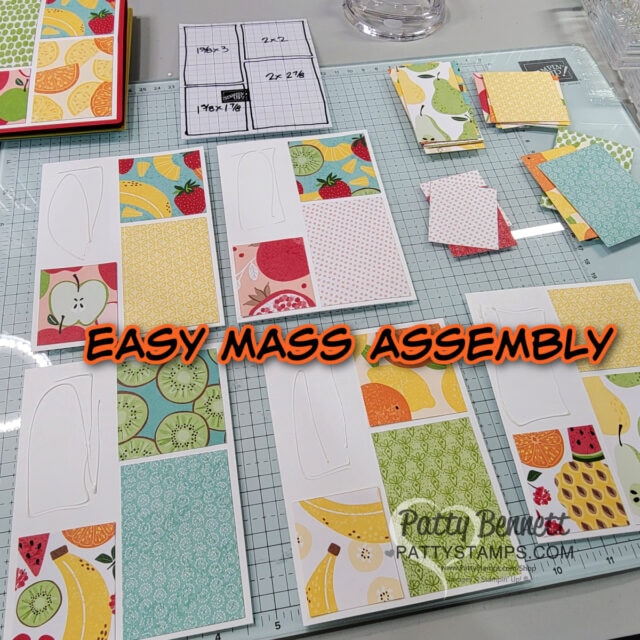 Stampin' UP! Sale-a-Bration Fruit Salad 6x6 paper pack card idea easy for mass production. by Patty Bennett