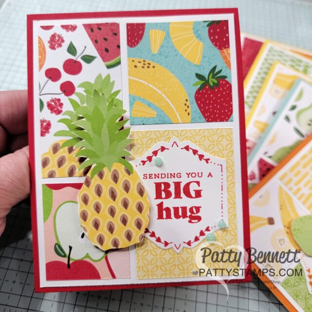 Fruit Salad card idea - Stampin Up! Sale-a-Bration 2025 free gift offer. card with To the Point punch by Patty Bennett