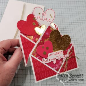 Stampin' Up! Marbled Elegance double diamond fun fold card with heart die cuts by Patty Bennett