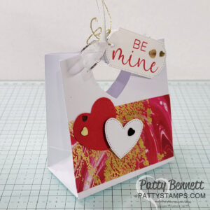 Stampin' Up! Marbled Elegance small Valentine Treat Bag with heart die cuts by Patty Bennett