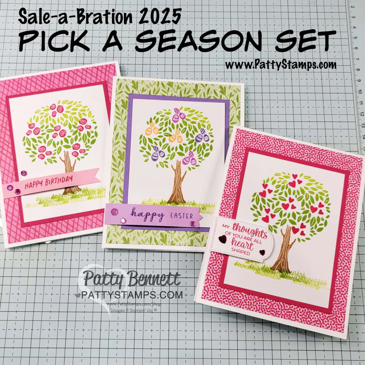 Stampin' UP! Sale-a-Bration 2025 Pick a Season stamp set - make quick and easy cards with rubber stamps and ink.