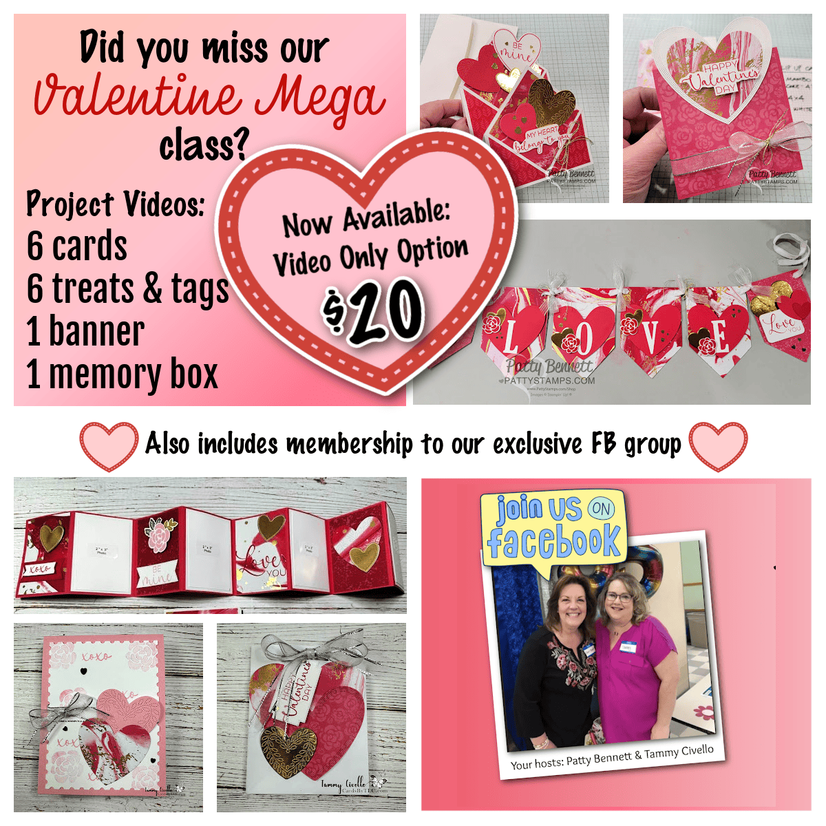 Video Only option for Marbled Valentine Mega class by Patty And Tammy with Stampin' Up! papercrafting supplies