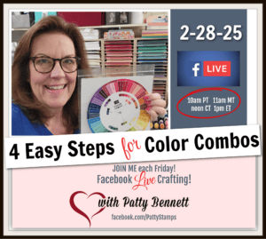 Use the Stampin' Up! Color Coach Wheel and learn 4 easy ways to create color combos for your cards or papercrafting projects. Live video tutorial with Patty Bennett