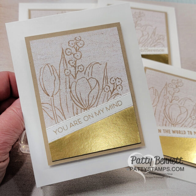 Stampin' Up! OnStage 2025, Raleigh NC, Luv 2 Stamp group gifts, cards and bag tags from Patty Bennett. Cards featuring Mixed Florals stamp set.