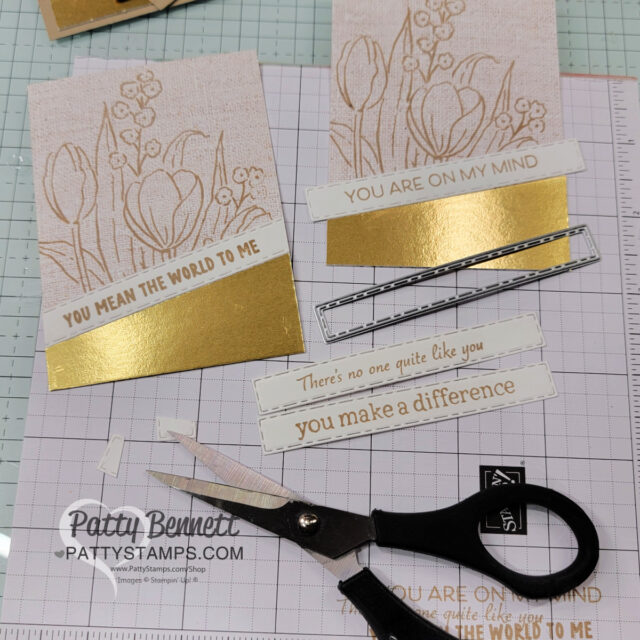 Stampin' Up! OnStage 2025, Raleigh NC, Luv 2 Stamp group gifts, cards and bag tags from Patty Bennett. Cards featuring Mixed Florals stamp set.