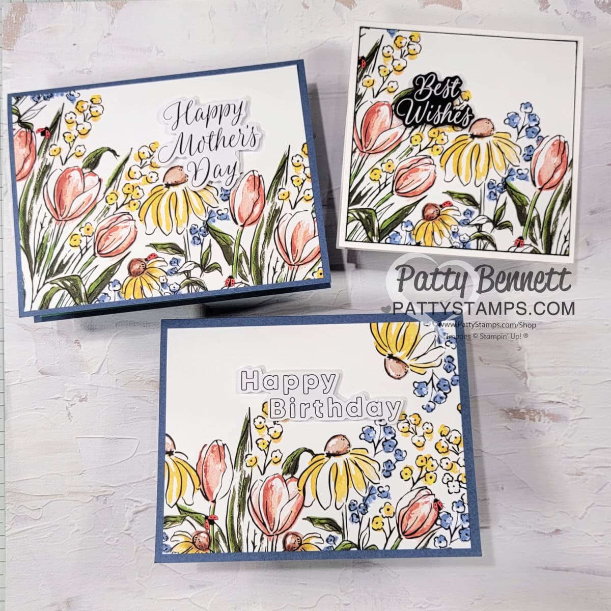 Easy handmade cards with Stampin' UP! Mixed Media Floral paper design by Patty Bennett