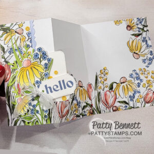 Fun Fold Card idea featuring half a sheet of Mixed Media Florals patterned paper and Mixed Florals bundle. Card by Patty Bennett