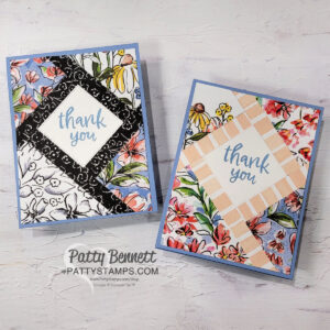 Shutter Card idea featuring the Stampin' Up! Mixed Media Florals paper. Handmade cards and video tutorial by Patty Bennett