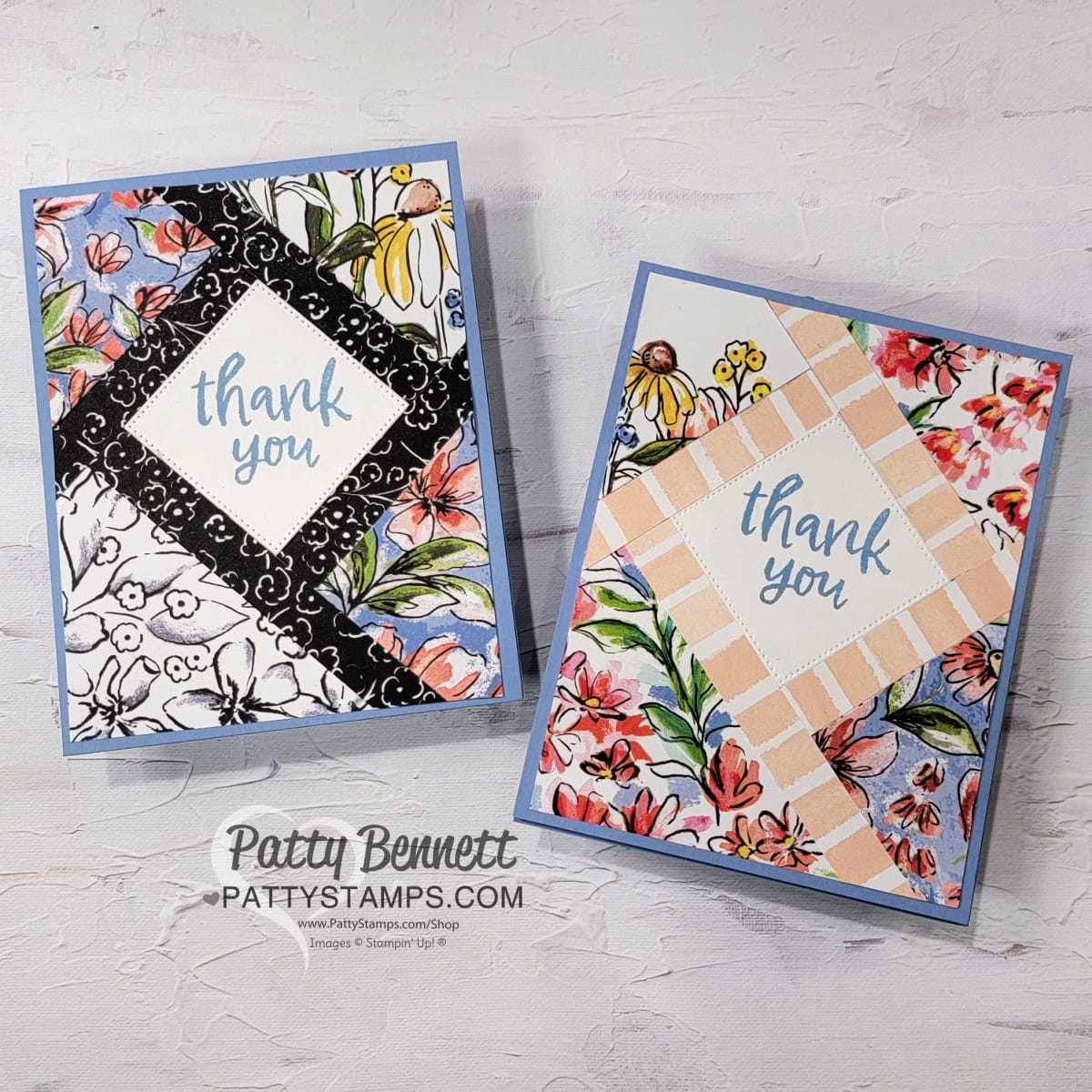 Shutter Card idea featuring the Stampin' Up! Mixed Media Florals paper. Handmade cards and video tutorial by Patty Bennett