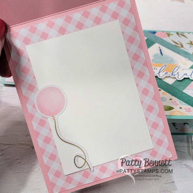 Wildflower Birthday shutter card samples featuring Stampin' Up! patterned paper by Patty Bennett