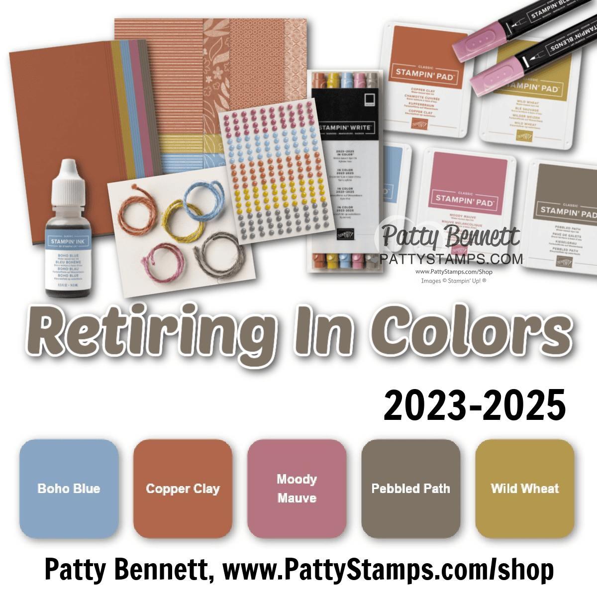 Retiring Stampin' UP! In Color ink, markers, cardstock and papercrafting accessories available only while supplies last! 2023-2025