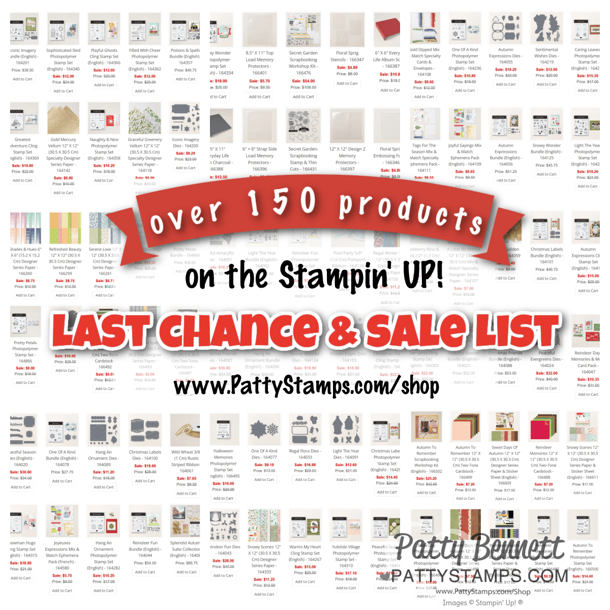 Stampin' UP! last chance sale list Feb 2025 papercrafting products on sale. www.PattyStamps.com/shop