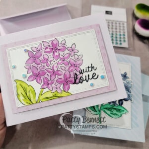 Lovely Garden hydrangea card with Stampin' Up! ink and blending brushes. Handmade card and video tutorial by Patty Bennett
