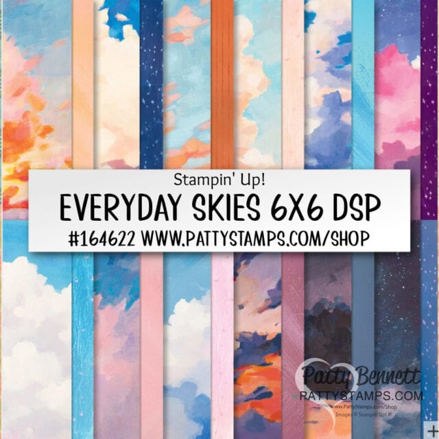 Stampin' UP! Everyday Skies 6x6 paper stack with clouds and cloudy skies patterns. #164622 www.PattyStamps.com/shop