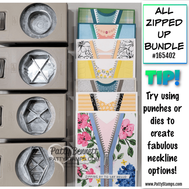 Use punches and dies to create fun necklines with the Stampin' Up! All Zipped Up bundle!