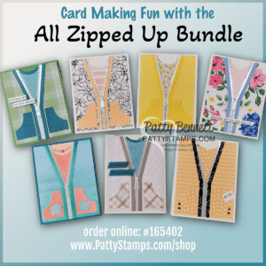 How to make cards with the Stampin' UP! Online Exclusive All Zipped Up bundle. Card making video tutorial by Patty Bennett