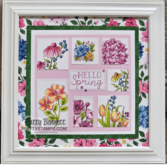 Stampin' Up! MIxed Media floral 12x12 collage frame with Stampin' Blends marker coloring by Patty Bennett